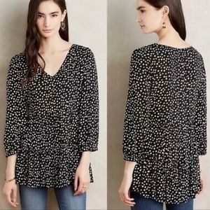 MAEVE Anthro Lila Flowy Tiered Top 3/4 Sleeves D32